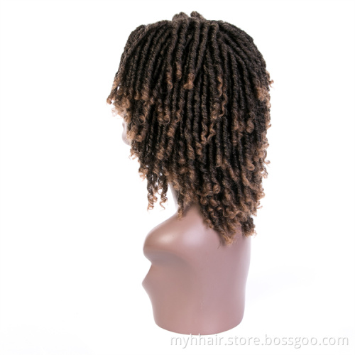 Black Burgundy Brown Synthetic Short Afro Wig High Temperature Fiber cosplay Ombre color Faux Locs Curly Hair Wig